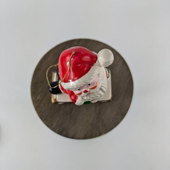 Vintage Santa Claus Christmas Ornaments Ceramic Taiwan Ski Sled Christmas Tree - Picture 6 of 16